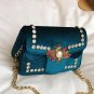 2017 Fall Fashion New Handbags Quality Velvet Women bag Rivets Diamond Chain Shoulder bag Elegant Re