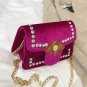 2017 Fall Fashion New Handbags Quality Velvet Women bag Rivets Diamond Chain Shoulder bag Elegant Re