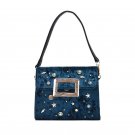 NEW star moon Bag women Retro velvet Handbag solid color Square buckle design Female shoulder Crossb