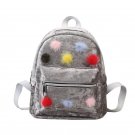 Fashion Women Mini Gold Velvet Backpack Designer Hairball Female Casual Style Travel Backpack School