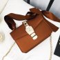 PU Leather Shoulder bag Metal Chain Lock Pochette Women bag 2017 Famous Designer Mochila Silk Stripe