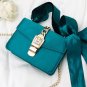 PU Leather Shoulder bag Metal Chain Lock Pochette Women bag 2017 Famous Designer Mochila Silk Stripe