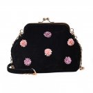 Famous brand Velvet crossbody bags fashion flower shell shoulder bags girl party clutch purse pink w