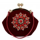 Red Luxury Brand Women Diamond Evening Bag Velvet Rhinestones Day Clutch for Wedding Bridal Party Wa