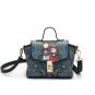 Green Flower Printing PU Leather Women Handbags Fashion Women Bag Female Tote Women Messenger Bags F
