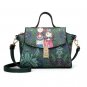 Green Flower Printing PU Leather Women Handbags Fashion Women Bag Female Tote Women Messenger Bags F