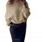HOT SALE Off Shoulder Fashion Womens Chunky Knit Knitted Oversize Baggy Short Sweater Jumper Top