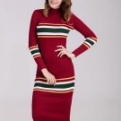 Striped Long Sleeve Sheath Women\'s Sweater Dress