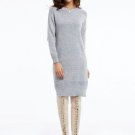 Gray Plain Round Neck Women\'s Sweater Dress