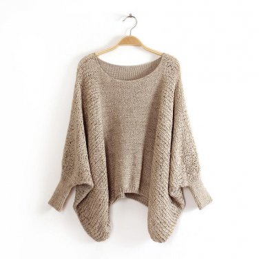 LASPERAL 2017 Knitted Sweater Women Loose Round Neck Batwing Sleeve Pullovers Ladies Spring Autumn H