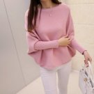 2017 Korean women\'s low collar Loose Batwing Sleeve Sweater solid size sweater pullover female Knit