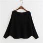 2017 Korean women\'s low collar Loose Batwing Sleeve Sweater solid size sweater pullover female Knit