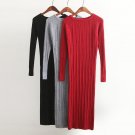 New Twist Women long sweater dress 2017 spring sexy slim Bodycon Dresses Elastic Skinny Split Dress 