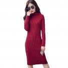 2017 New Women Sweater Dresses Autumn Winter Long Sleeve Knitted Turtleneck Thick Warm Slim Party Dr