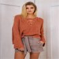 Knitted Sweater 2017 Spring Autumn Sexy V Neck Sweaters Flare Sleeve Ladies Causal Solid Knit Sweate