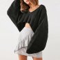 Fashion Women Deep V Neck Solid Kintted Knitwear Sweater Jumper Sexy Ladies Long Sleeve Casual Baggy