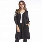 2017 Ladies Casual Long Knitted Cardigan Autumn Winter Korean Women Loose Open Stitch Embroidered Sw