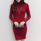 New Ruffle Neck Sweater Dress Women 2017 Fashion Turtleneck Knitted Tops Elastic Sexy Bodycon Pullov