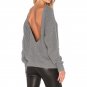 Winter Autumn Women 2017 O-Neck Backless Solid Knitted Sweater Fashion Female Long Sleeve Casual Loo