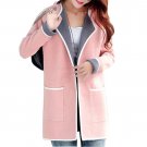 2016 Winter Slim Medium Long Women\'s Cardigans Coat Long Sleeved Patchwork Big Pockets Fashion Knit