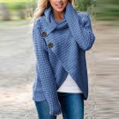 Stylish Knitwear Blusas Long Sleeve Turtle Neck Buttons Asymmetric Split Sweater Women Winter Autumn