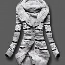 2016 Women Winter Thick Hooded Cardigans Sweaters Fleece Warm Solid Loose Knitted Coat Long Sleeve K