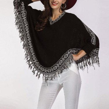 Brand 2017 New Autumn Winter Women Pullover Sweaters Vestidos V Neck Batwing Sleeve Tassels Knitted 