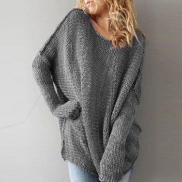 2017 New Winter Sweater Pullover Women Long Sleeve Round Neck Casual Plain Knitted Sweaters Female L