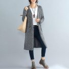 Autumn Women Knitted Back Hollow Out Casual Loose Long Sweater Cardigan Open Front Long Sleeve Solid