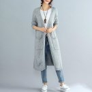 New Women Retro Back Hollow Out Long Sweater Cardigan Autumn Open Front Long Sleeve Knitted Casual L