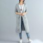 New Women Retro Back Hollow Out Long Sweater Cardigan Autumn Open Front Long Sleeve Knitted Casual L