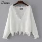 CWLSP New Women Fashion Pullover Sweaters Autumn Long Sleeve Deep V-Neck Tops Tassel Knitted blusas 