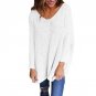 Fashion Womens 2017 V Neck Long sleeve Knitted Pullover Tops Autumn Winter Casual Loose Solid Sweate