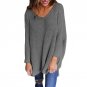 Fashion Womens 2017 V Neck Long sleeve Knitted Pullover Tops Autumn Winter Casual Loose Solid Sweate