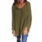 Fashion Womens 2017 V Neck Long sleeve Knitted Pullover Tops Autumn Winter Casual Loose Solid Sweate