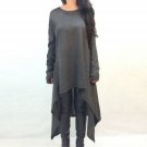 Sweater Dress Vestidos 2017 Autumn Women Casual Long Sleeve O Neck Knitted Dress Irregular Hem Mid-c