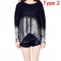 2017 Gradient Bronzing Golden Color Printed Women Knit Sweater Ladies Batwing Sleeve Loose Pullover