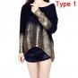 2017 Gradient Bronzing Golden Color Printed Women Knit Sweater Ladies Batwing Sleeve Loose Pullover