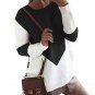 2017 ladies Blouse Long Sleeve Crew Neck Splice Pullover Sweater Female Loose Contrast Color Work Bl