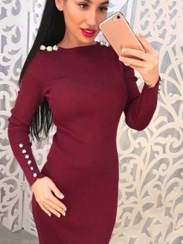 Plain Buttons Women\'s Sweater Dress