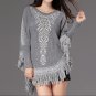 Top Quality 2017 New Women Batwing Sleeve V Neck Sweaters Female Vintage Print Tassel Loose Warm Kni