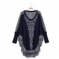 5 Colors 2017 New Women Batwing Sleeve V Neck Casual Sweaters Female Vintage Print Tassel Loose Warm