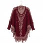 5 Colors 2017 New Women Batwing Sleeve V Neck Casual Sweaters Female Vintage Print Tassel Loose Warm