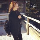 Autumn Winter Women Sweater Faux Fur Patchwork Long Sleeve Turtleneck Oversized Pullover Ladies Warm