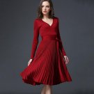 Winter Dress Women Vestidos Knitted Sweater Dress 2017 Fashion Office Lady Front V-Neck Long Sleeve 