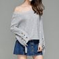 New Arrival 2017 Women Sweater Sexy Flare Sleeve O Neck Pullover Sweaters Fashion Solid Loose Bandag