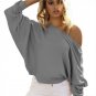 Fashion Women Batwing Full Sleeve Solid Sweater Off Shoulder Design Pullovers Loose Sweaters Tops H9