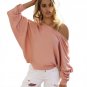 Fashion Women Batwing Full Sleeve Solid Sweater Off Shoulder Design Pullovers Loose Sweaters Tops H9