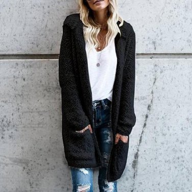 2017 Autumn Women New Basic Long Hooded Cardigans Fashion Both Sides Wear Open Front Long Sleeve Hoo