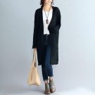 Autumn Women Waterfall Long Sleeve Pockets Casual Knitted Long Cardigan Party Solid Sweater Outerwea